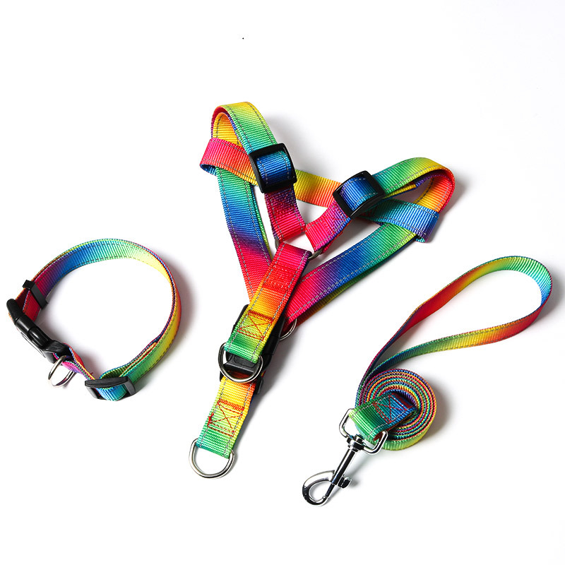 No Pull Dog Harness - Zhenjia Gökkuşağı Renkli Köpek Tasması Seti